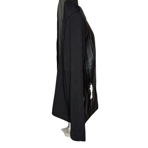 Linea by Louis Dell’Olio Soft Leather Moto Jacket Black Knit Back Sleeves 18W - Picture 8 of 16